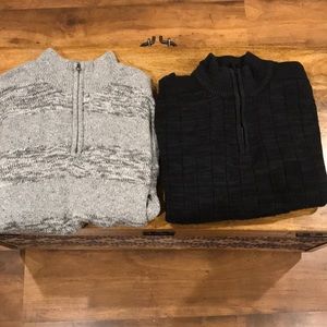 Quarter zip sweater duo.